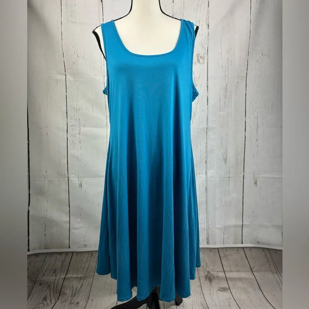 NWT 24seven Women's Sleeveless A-Line Fit and Flare Skater Dress Turquoise Blue